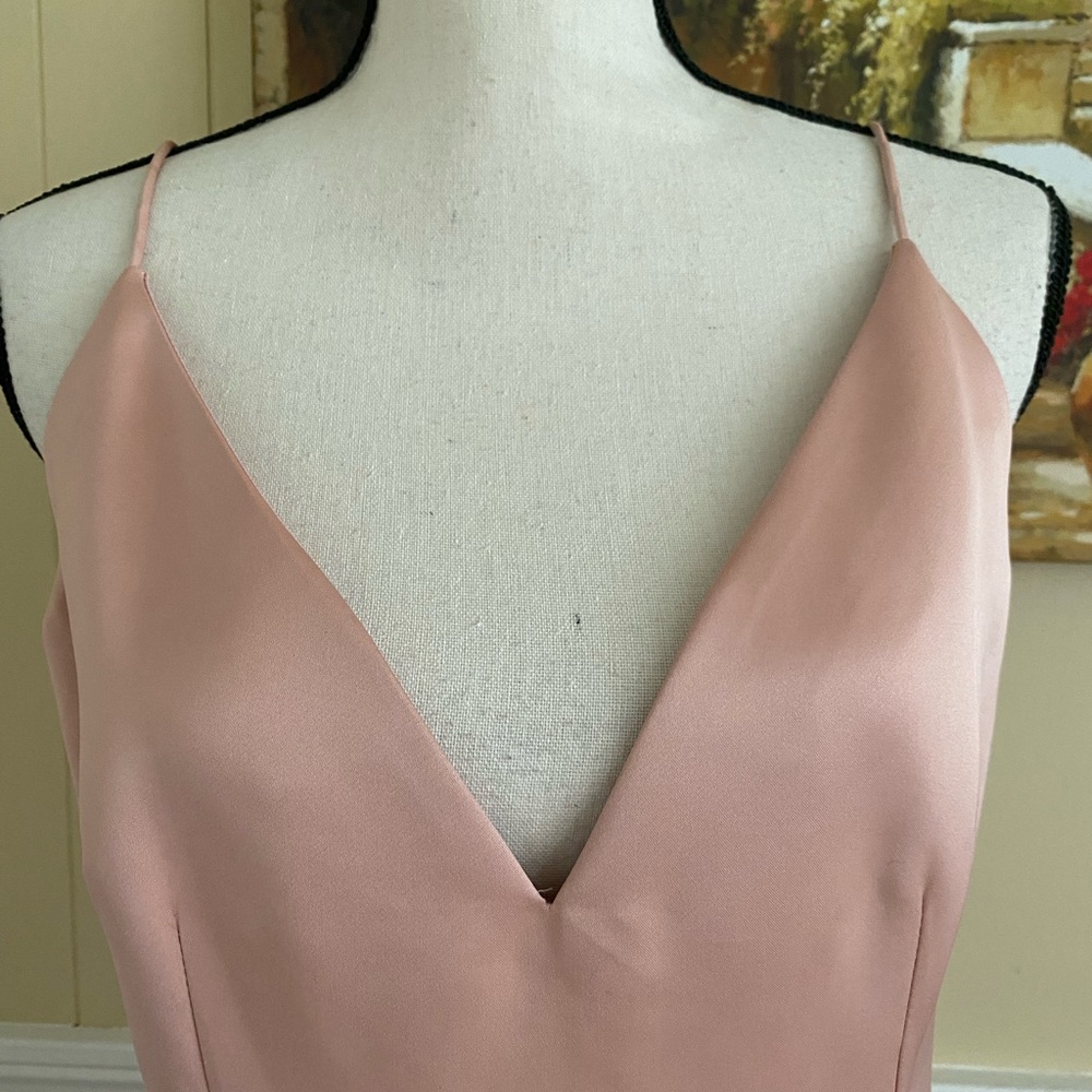 Flor et.al Satin V-neck A Line Gown - Picture 5 of 16